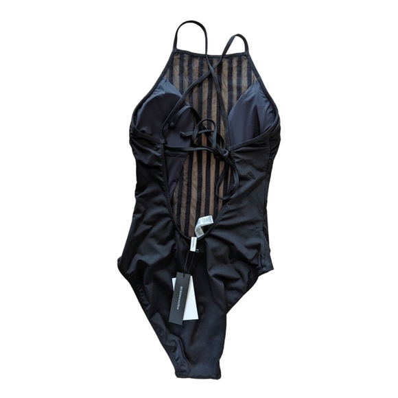 BCCG Maxazria Sheer Stripe Low Back One Piece Swimsuit - Picture 4 of 12